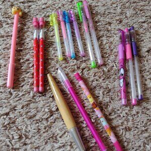 Lot of 15 cute gel pens and pencils